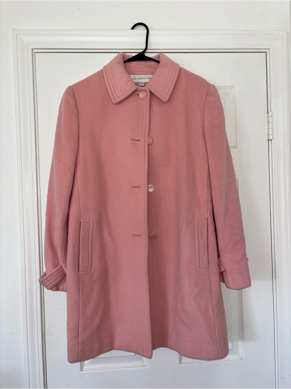 Vintage Liz Claiborne Pink Wool Blend Coat Classic SZ 10 Winter COQUETTE coat